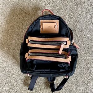 Caraa black Nylon Backpack with Leather Trim